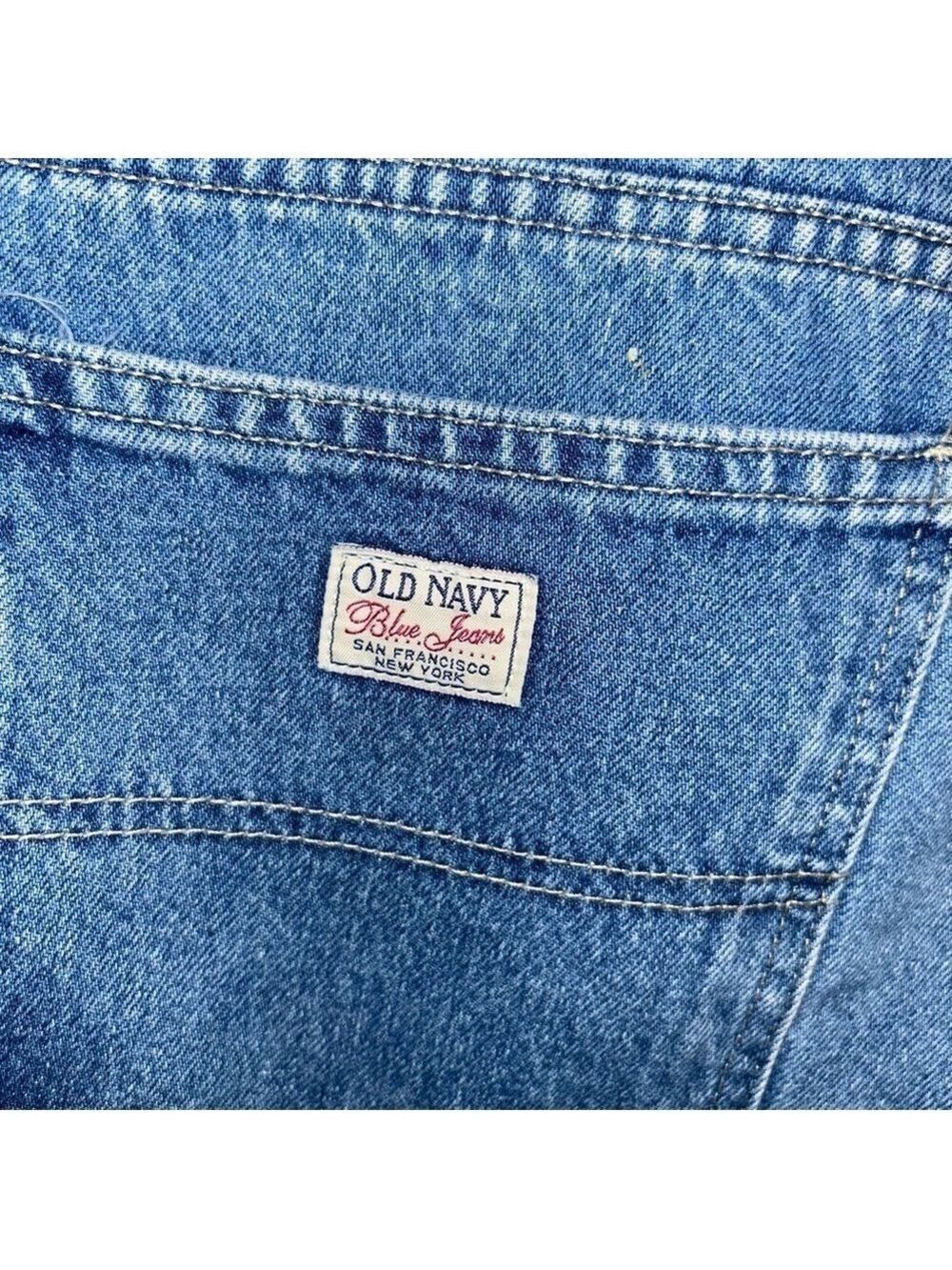 Vintage Old Navy Carpenter Jeans 36x30 Blue Grunge Style Preowned Paint Splatter - Picture 4 of 10